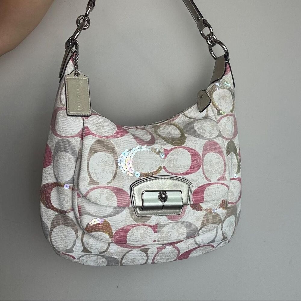 Coach Women's Pink and Silver Bag